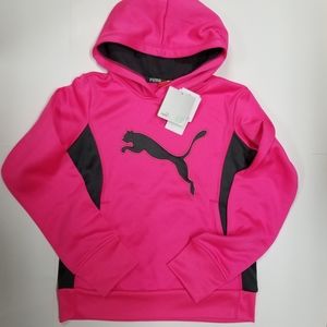 Puma Girls Pink & Gray Hoodie Fleece Lined